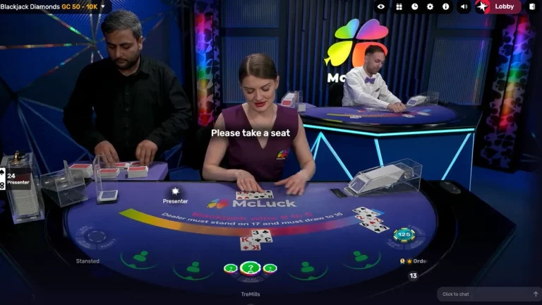 Live version of the casino game blackjack at McLuck social casino