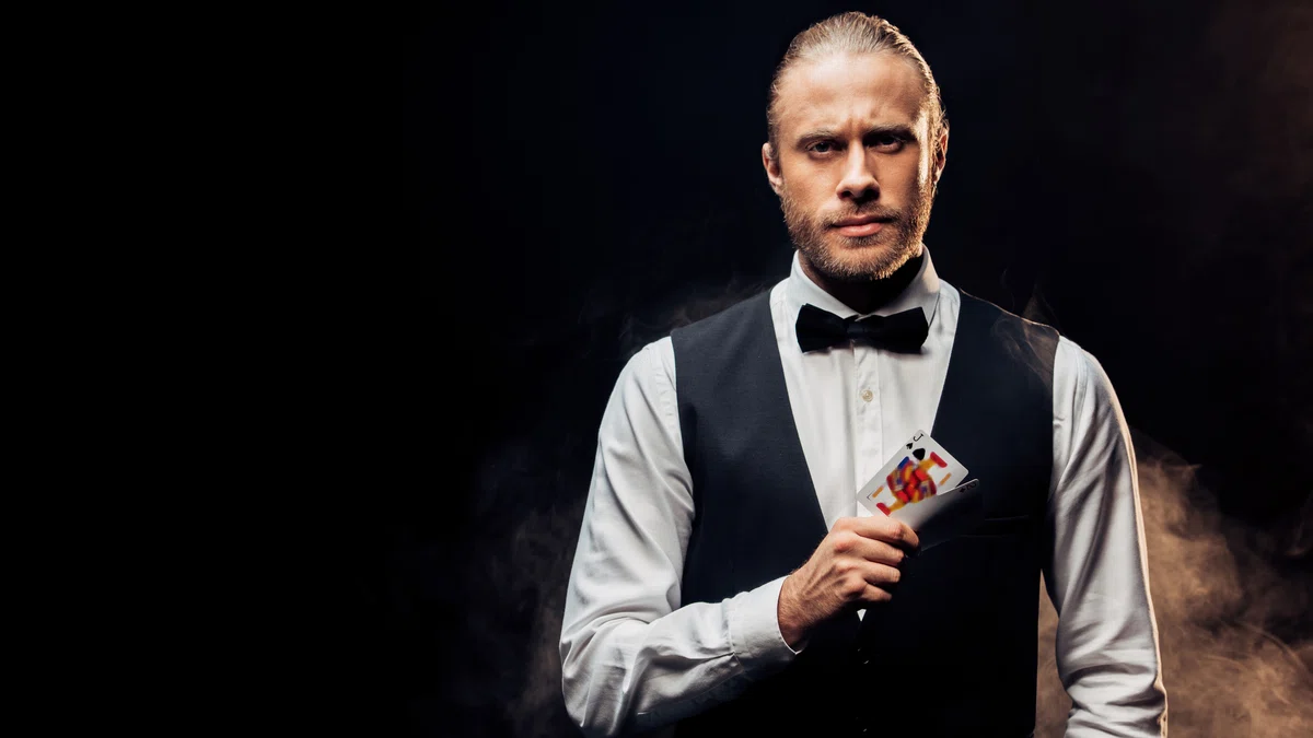 Dealer turn during european blackjack game