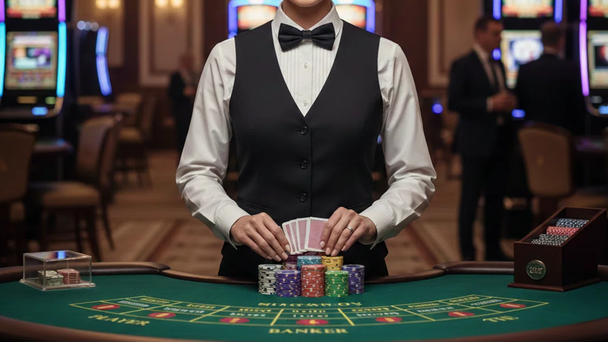 Example of how the banker acts on baccarat with third card rule