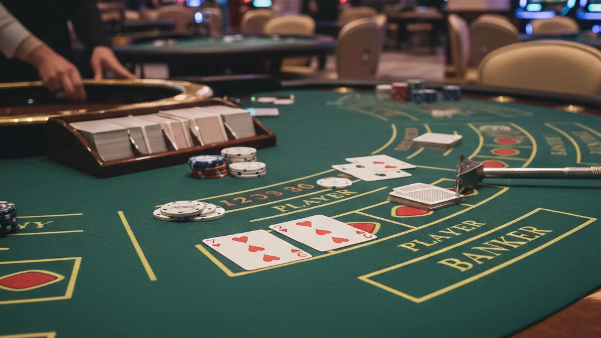 Example of hand total of 9 in baccarat no commission game.