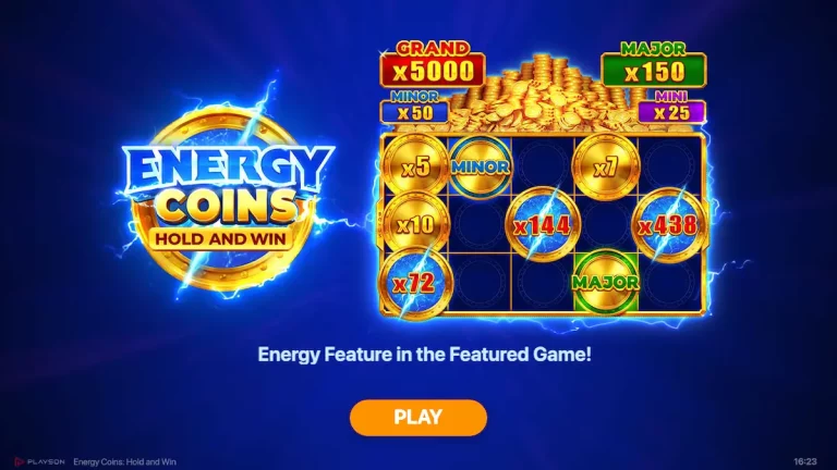 Opening screen of Energy Coins Hold and Win Slot Game