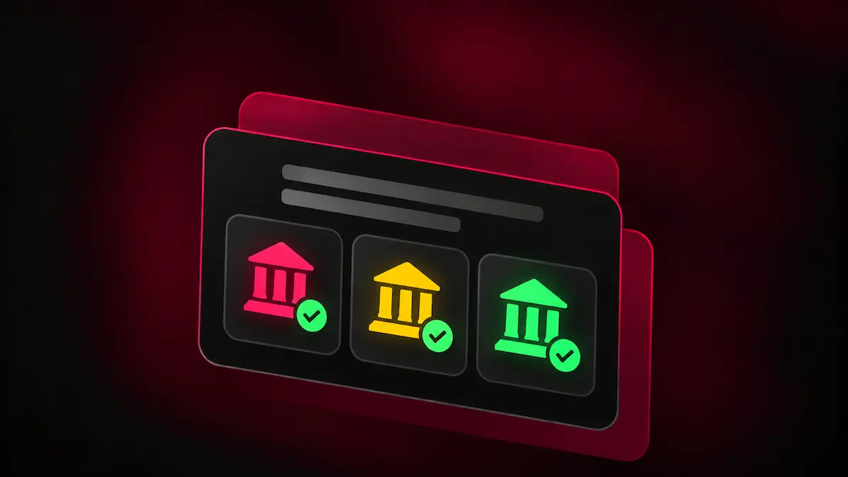 Three generic bank icons representing banks available for McLuck prize redemptions